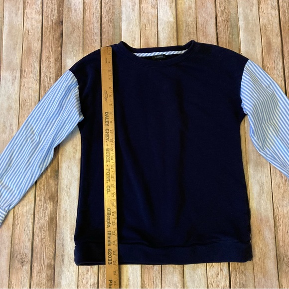 TALBOTS Women’s Navy Blue Contrasting Blue & White Striped Long Sleeves S Top - Picture 2 of 9